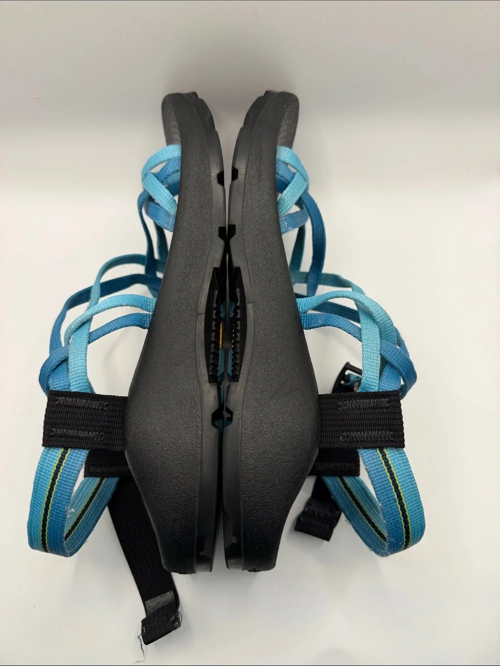 Chaco Women's Black Sandals with Light Blue Straps